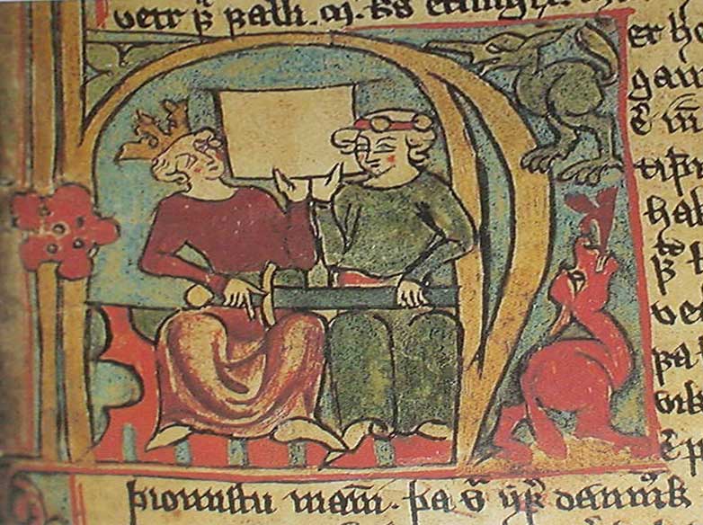 Håkon Håkonsson og Skule Bårdsson. Illustrasjon fra Flateyjarbók ca. 1380. (Public domain/Wikipedia)